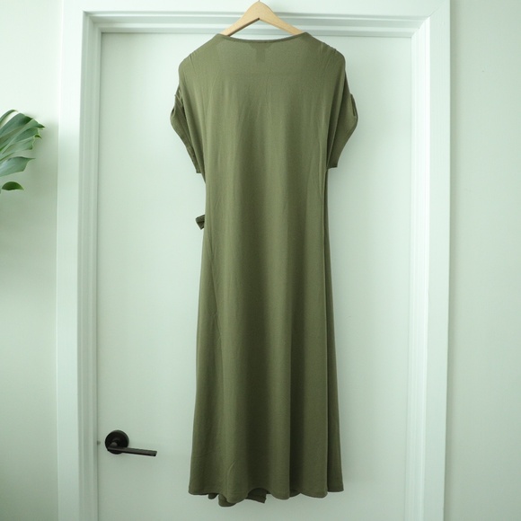Feminine Muted Green Dress with Side Bow - L - Picture 6 of 6